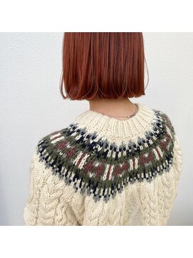 ルッソリベラ 池袋(Lusso libera) アースカラー　ぱっつんミディアムボブ◎30代40代50代