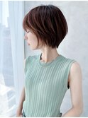say. ショートボブ ぱっつん前髪 アッシュオリーブ グレージュ
