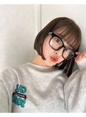 切りっぱなしボブと赤み消しサンドベージュ