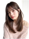 ロング顔周りレイヤー韓国ヘア似合わせカット_F1279