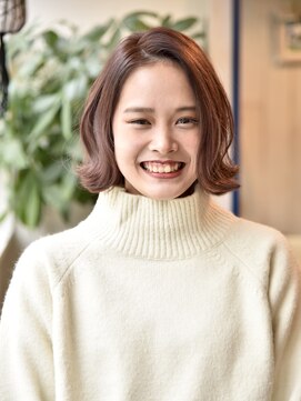 ヘアーリゾートテラス(hair resort terrasse) 大人かわいい似合わせミニマムボブワンレン3Dカラーボルドー神戸