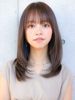 アグノス 青山(Agnos) ワンカールレイヤーかきあげロング 小顔バング マロンベージュ