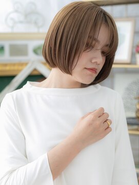 カバーヘア ブリス 川口(COVER HAIR bliss) 艶髪前下がりボブ外国人風キャラメルベージュa川口20代30代40代