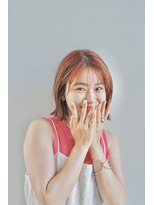 ヘアー アイス 御器所本店(HAIR ICI) 外ハネヘルシースタイルチェリーブラウン小顔前髪外ハネボブ