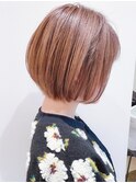say.丸みショートハイライトボブレイヤーミルクティーベージュ