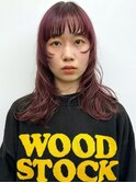 ラベンダーカラー 顔周りレイヤー 姫カット 似合わせカット