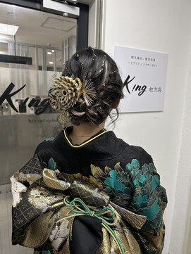 キング 枚方店(K!ng) 縮毛矯正髪質改善ハイライトレイヤーカット枚方美容室エクステ