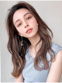 韓国風レイヤーイメチェンワイドバング美髪モカグレージュ