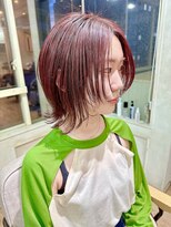 ヌフ(neuf)&nbsp;チェリーレッド×顔周りレイヤーくびれボブ【イメチェン/池袋】