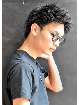 リップスヘアー 銀座(LIPPS hair) 【ダークスパイキーアッシュ】ツーブロアップバンクサイドパート