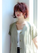 セシルへアー 福岡天神店(Cecil hair)&nbsp;ピンクレッドバックツヤ感ふんわりショート