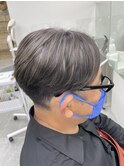 コンマヘアアップバングツーブロックマッシュ束感