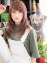 カバーヘア イヴ 戸頭店(COVER HAIR EVE)&nbsp;ピンクベージュ斜めバング小顔エアストレートc5戸頭20代30代40代