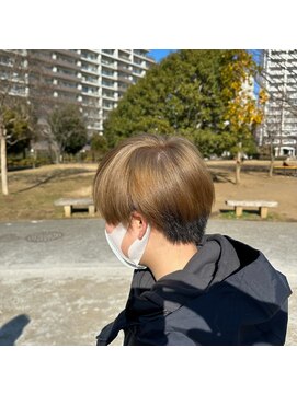 ラクヘアー 上福岡店 10代20代バイカラールミエールゴールド清潔感バーバースタイル