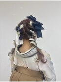 【BelleCoupes】袴レース襟帯 卒業式 ツインテール ビッグリボン