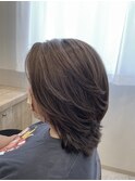 ミディアムレイヤー/アッシュグレージュ/20代/30代/40代/50代
