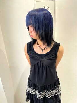 ミュー(Mu) デザインカラー　ブルー　ブラック　黒染め履歴