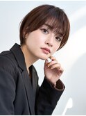 くびれヘア/アプリコットオレンジ/レイヤー/ショートボブ/韓国
