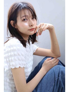 ムウ 難波(MOU) ボブミルクティーブロンドダークブルーワンホンレイヤー30代40代