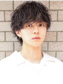 波巻きパーマメンズツイストスパイラルパーマツーブロックウルフ