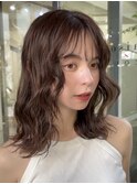 +小顔ミディアムパーマミディアムデジタルパーマボブパーマ黒髪