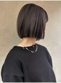 20代30代切りっぱなしボブタッセルボブ顔周りレイヤーオリーブ