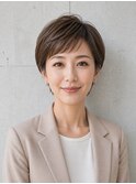 大人女性の若見え上品ナチュラルショート白髪ぼかし髪質改善