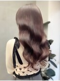 透明感◎モーブベージュ系ロングでツヤ感UP
