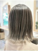 王道バレイヤージュ☆伸ばしかけボブ☆ミルクティーベージュ