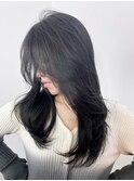 ブラックレイヤー_斜めバンググレージュカラー_ba455411