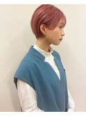 【柏原良亮】ピンクベージュ 小顔カット ミニショート