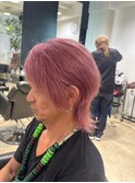 白髪を活かしたパールピンク
