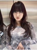 ココアベージュ×レイヤー[小顔/黒髪/オリーブグレー]