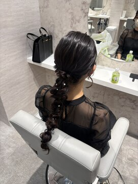 編み下ろしヘア/お呼ばれヘアセット/アップヘア
