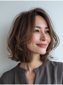 ミルクティーブロンド/ダークブルー/デジタルパーマ/北習志野