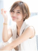 くびれショート/ひし形レイヤーボブ/イメチェン前髪あり面長小顔