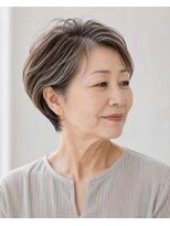 ハーツ 青山表参道店(Heart's) 白髪ぼかし脱白髪染め似合わせショートボブ40代50代60代