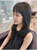 アッシュグレージュ・セミロング