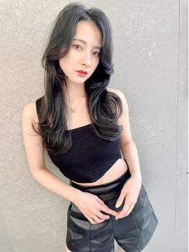 ロンド リリー 銀座(Lond Lily) 黒髪ロング/顔周りレイヤーカット/韓国/グレージュ/前髪[銀座]