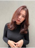 20代30代ミディアム　ピンクブラウン