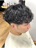 メンズカット波巻きスパイラルパーマフェードメンズサロン眉毛