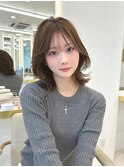 小顔ヘア　オリーブグレー　黒髪　ココアベージュ