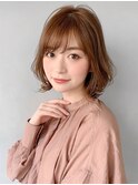 美髪薄めバング艶感愛され大人可愛い外ハネボブ#211f1217