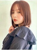 ピンクベージュカラーピンクカラーブリーチなし大人可愛いボブ