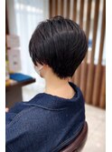 大人美人丸みショート×耳かけショートボブ黒髪ツヤ髪