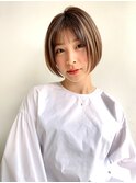 大人ショートボブ×ミルクティーベージュ 前髪ありK03-24
