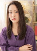 黒髪かきあげバング艶感小顔エアストレート
