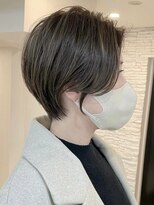 白髪ぼかし/ひし形/癖毛/大人ショートボブ/60代50代40代