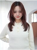 ANGELICA  レッドブラウン　韓国風顔まわりレイヤー 