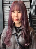ピンクラベンダー 暖色カラー レイヤーカット 顔周りカット 20代
